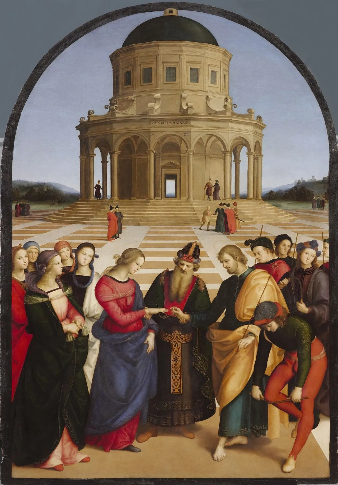 Sposalizio della Vergine (1504) — opera originale di Raffaello Sanzio, disponibile come falso d'autore dipinto a mano