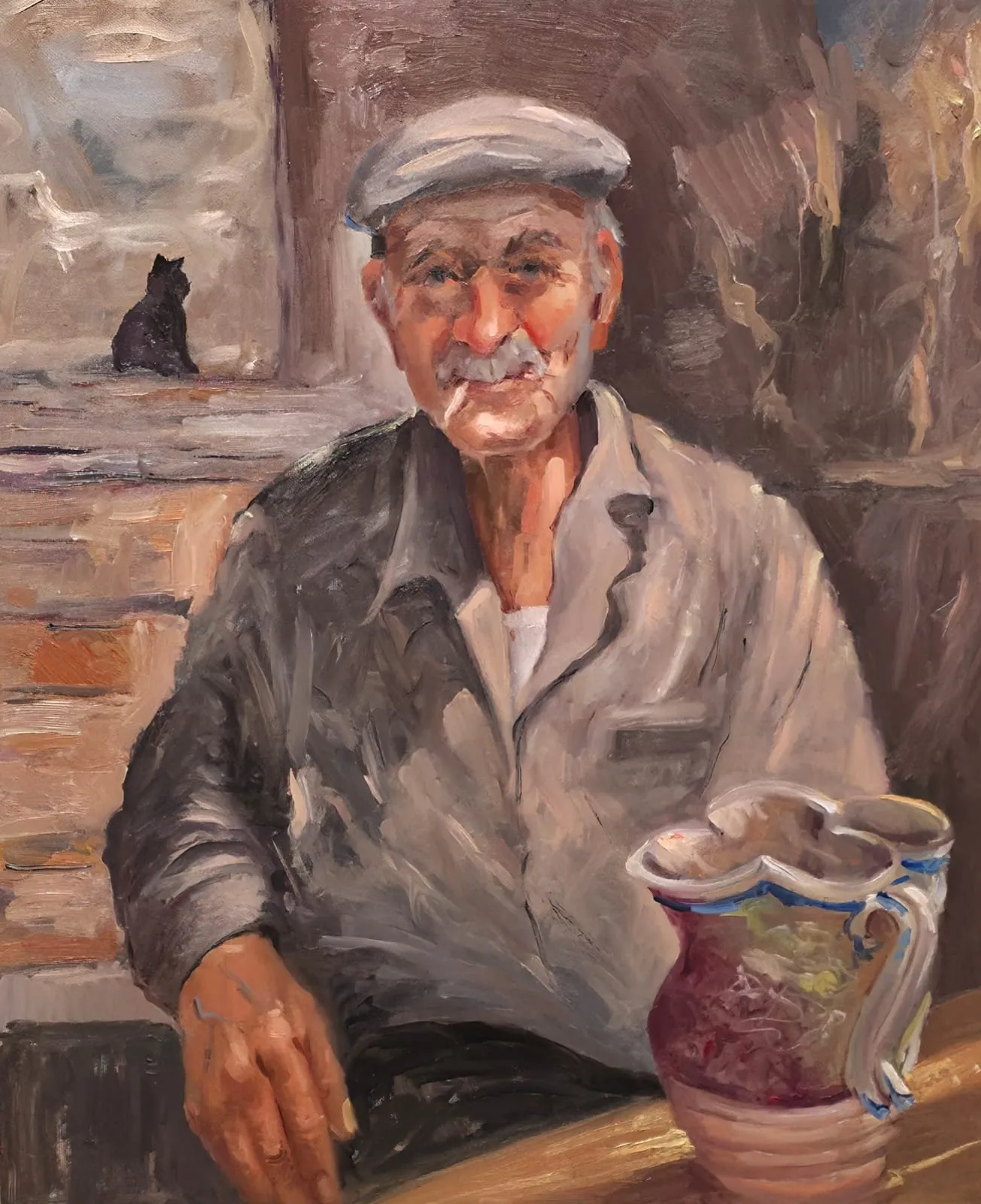 Vecchio dipinto — opera originale di Emilio Ventura, 50x60 cm, opere impressioniste