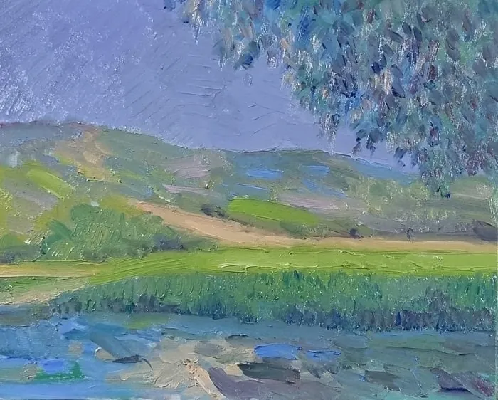 Paesaggio salese — opera originale di Emilio Ventura, 24x30 cm, opere impressioniste