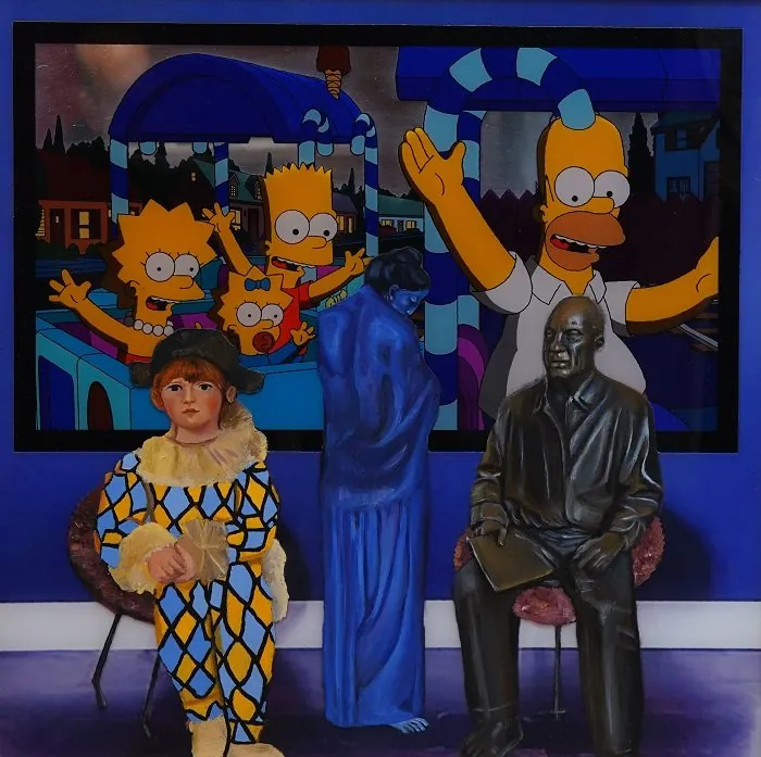 Dai Simpson a Picasso — opera originale di Emilio Ventura, 60x60 cm, opere ludiche