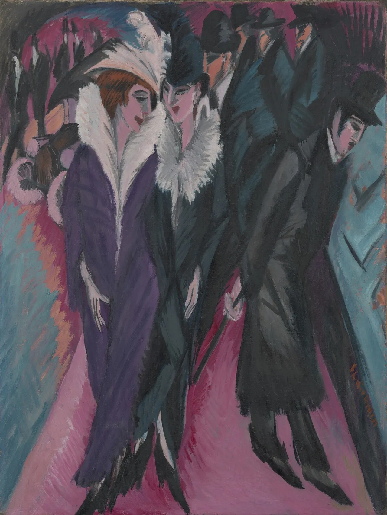 Scena di strada berlinese (1913) — opera originale di Ernst Ludwig Kirchner, disponibile come falso d'autore dipinto a mano