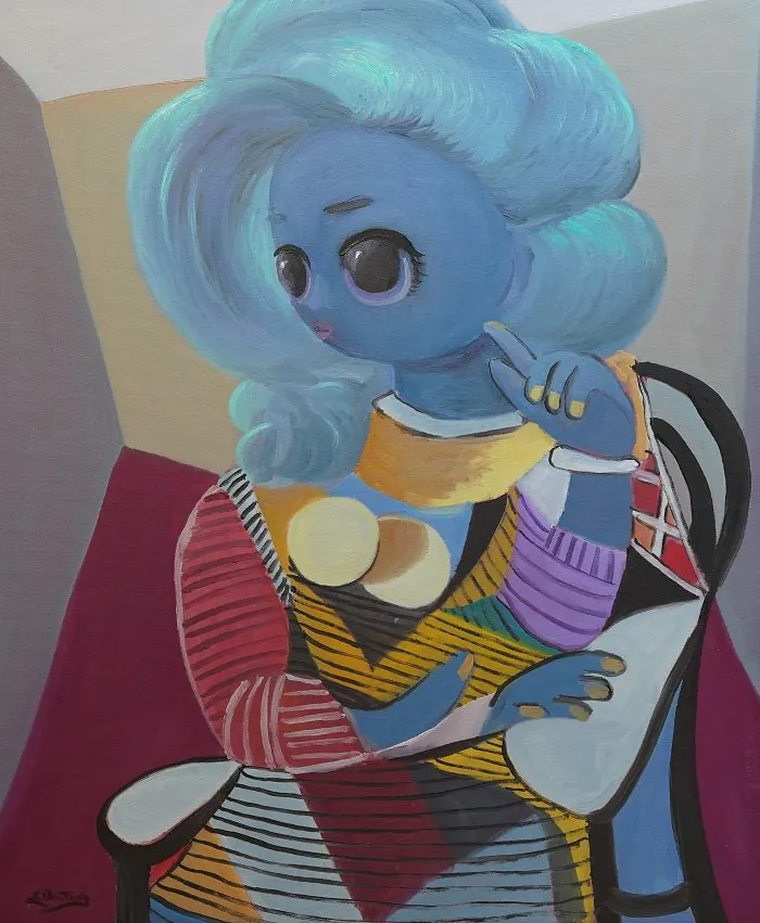 Picasso rivisitato — opera originale di Emilio Ventura, 100x80 cm, opere ludiche