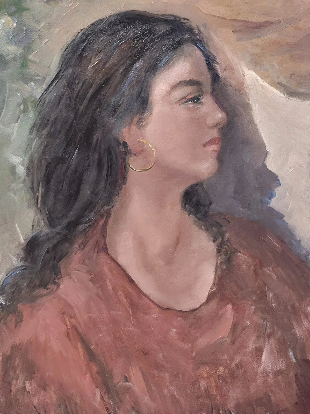 Donna lucana — opera originale di Emilio Ventura, 30x40 cm, ritratti