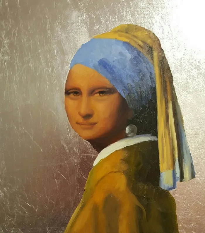 La Gioconda dama — opera originale di Emilio Ventura, 40x50 cm, contaminazioni