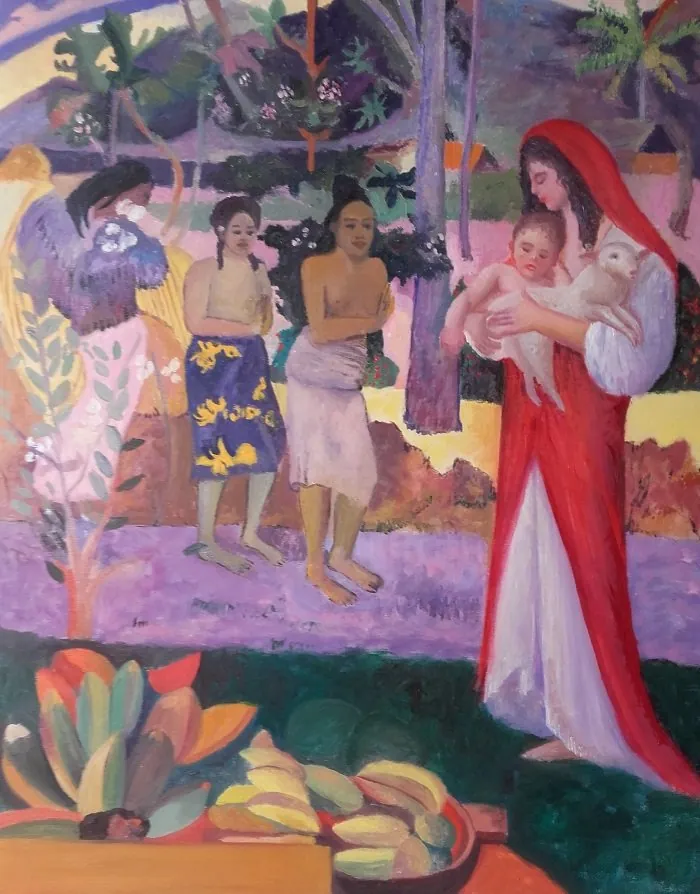 Iorana Maria, da Gauguin — opera originale di Emilio Ventura, 112x88 cm, contaminazioni