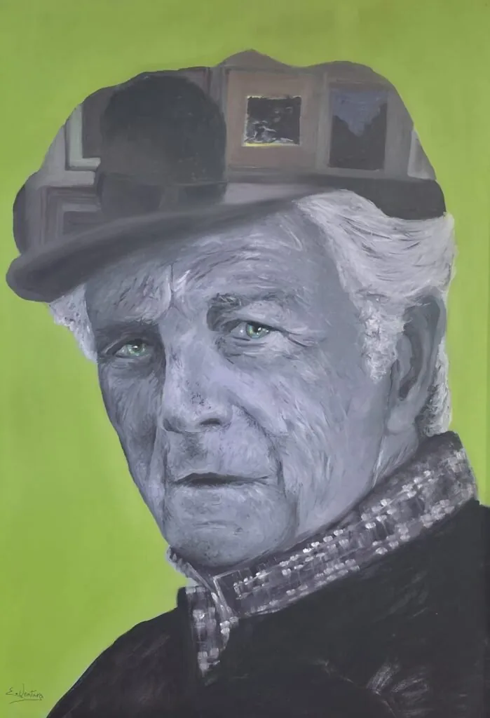 Ritratto di Emilio La Rocca dipinto a olio da Emilio Ventura, 70x100 cm