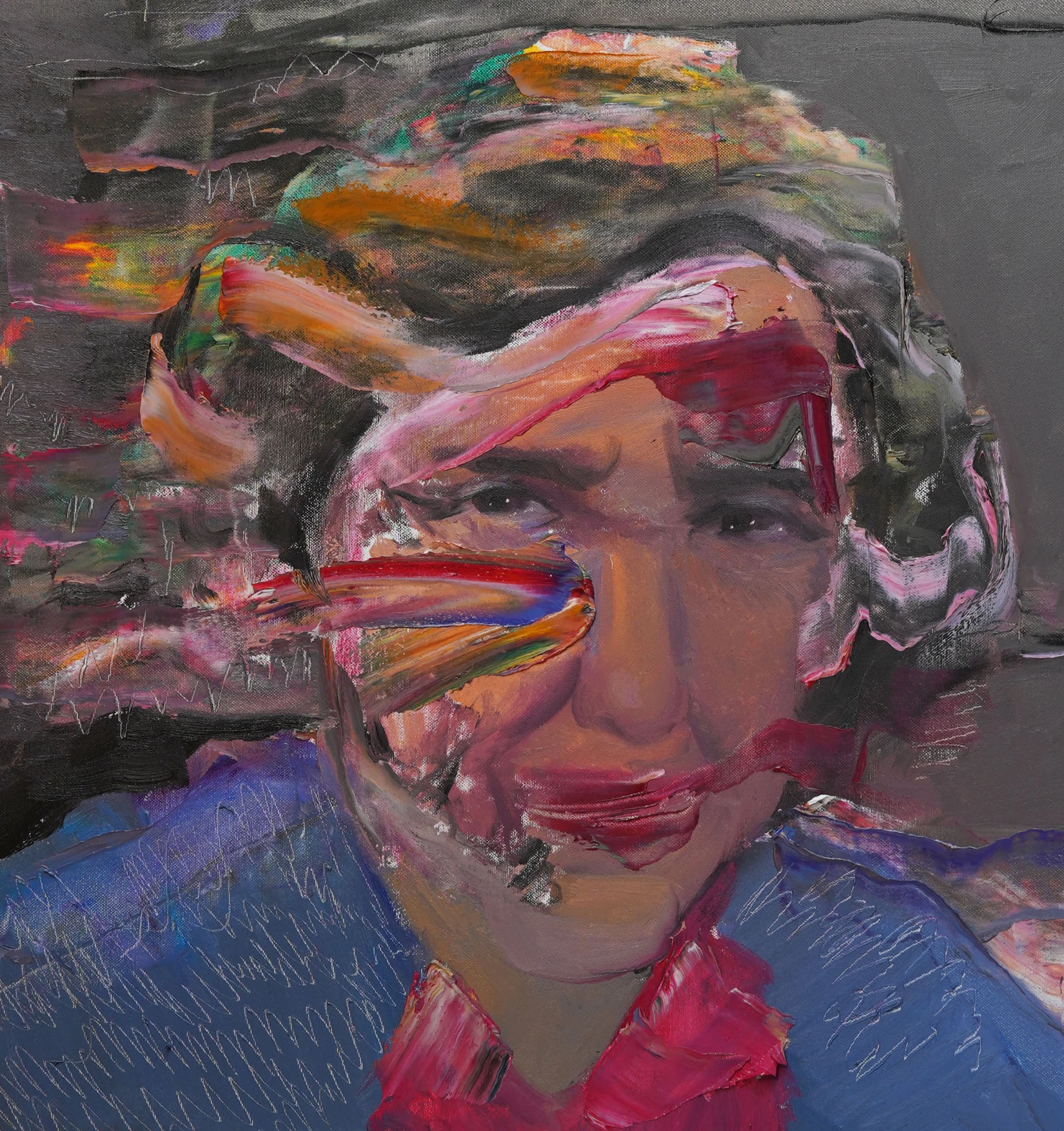 Alda Merini — opera originale di Emilio Ventura, olio su tela, 70x70 cm, nuova collezione