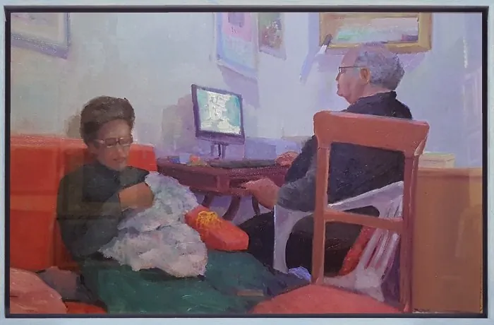 I miei — opera originale di Emilio Ventura, 40x60 cm, scene di vita