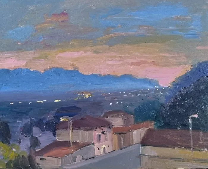 Dal Balcone — opera originale di Emilio Ventura, 24x30 cm, opere impressioniste