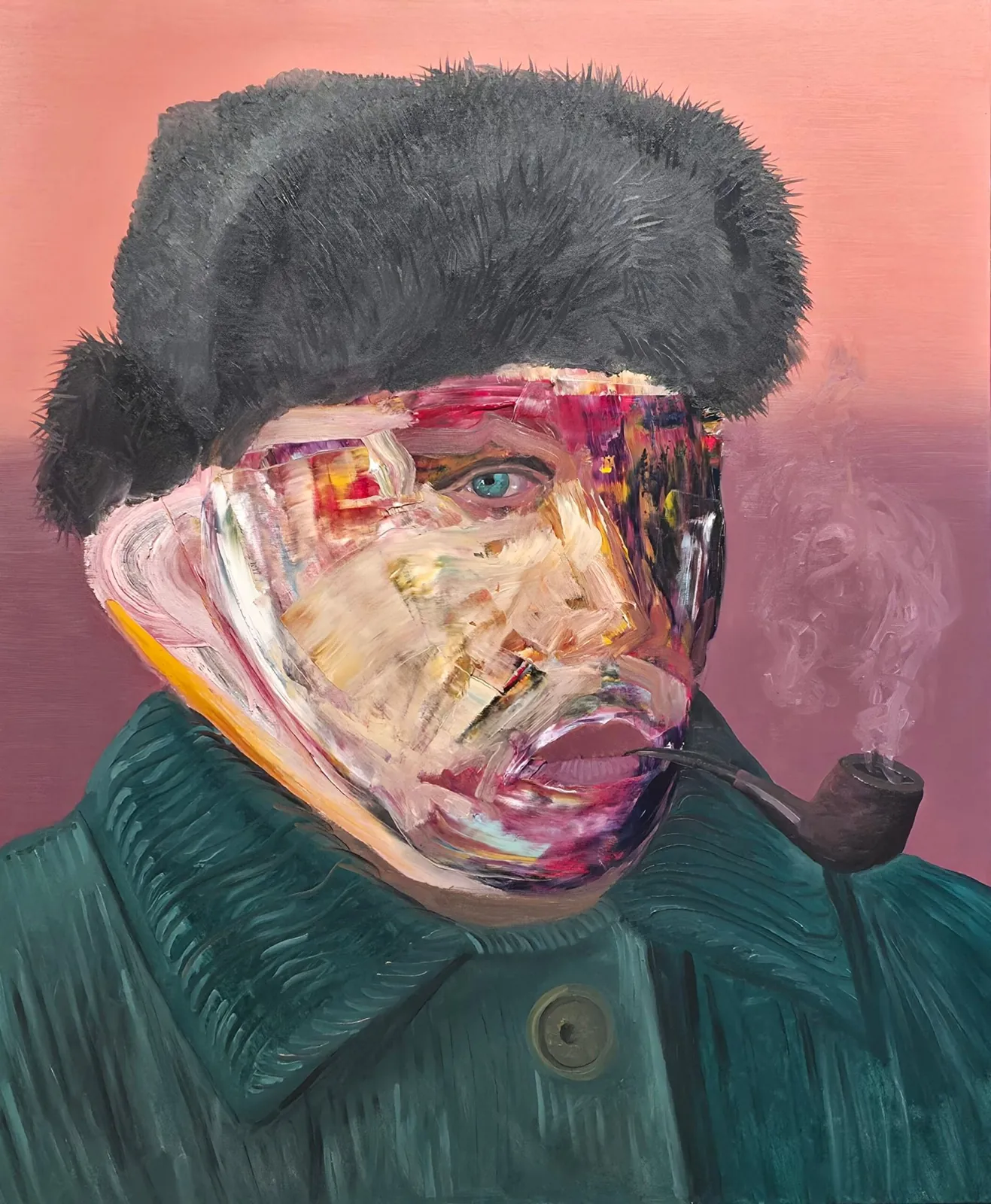 Van Gogh col colbacco — opera originale di Emilio Ventura, 120x100 cm, nuova collezione