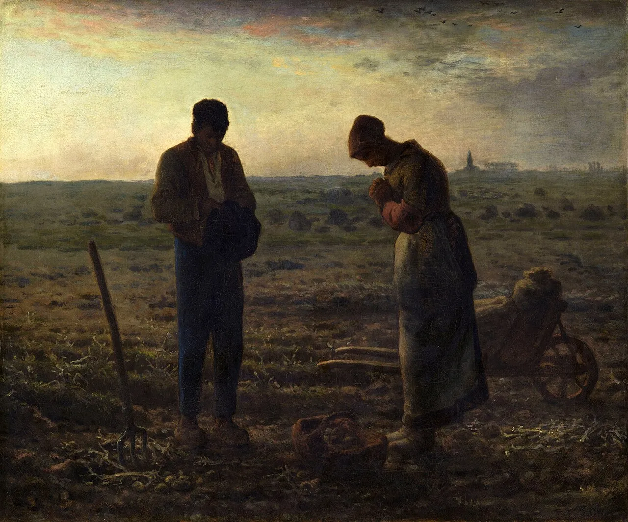 L'Angelus (1857 – 1859) — opera originale di Jean-François Millet, disponibile come falso d'autore dipinto a mano