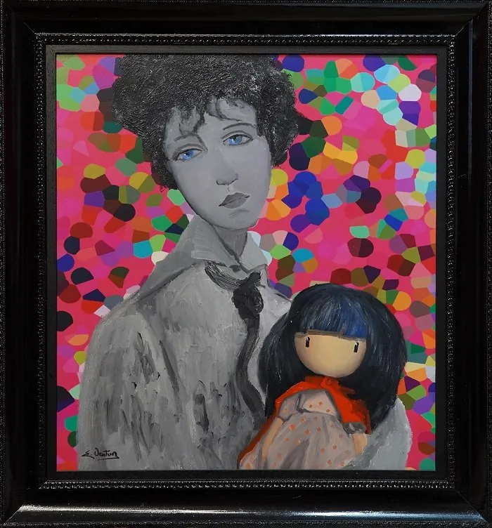 Modigliani rivisitato — opera originale di Emilio Ventura, 50x60 cm, opere ludiche