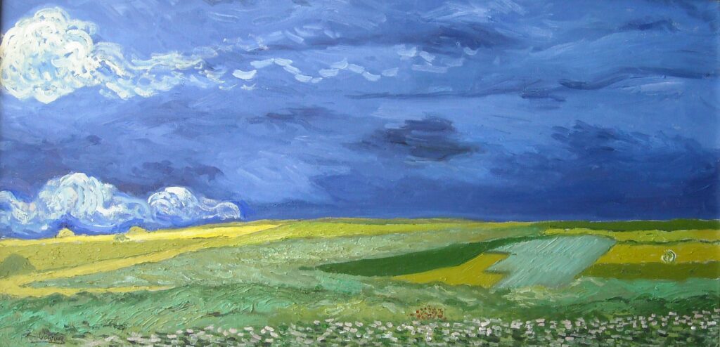 campo di grano sotto un cielo nuvoloso(da van gogh 50x100cm)
