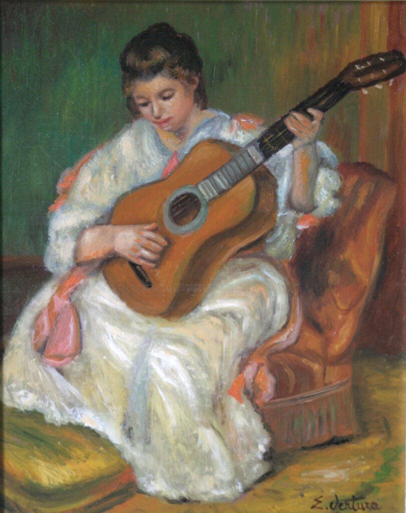 copia di renoir donna che suona la chitarra 24x31cm
