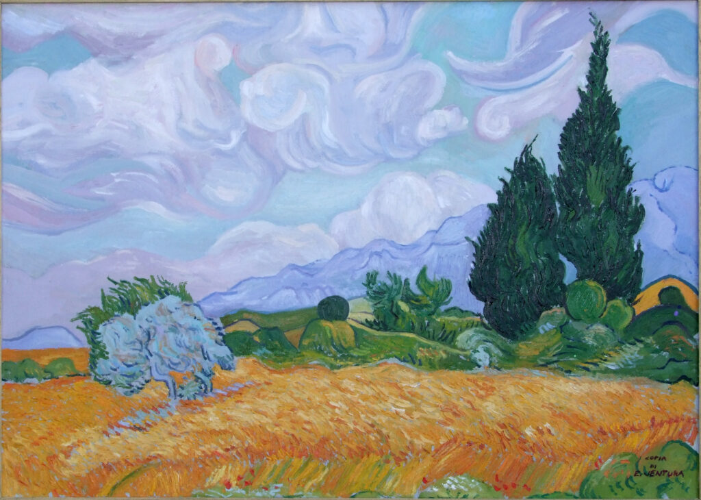 campo di grano con cipressi da van gogh 50x70cm