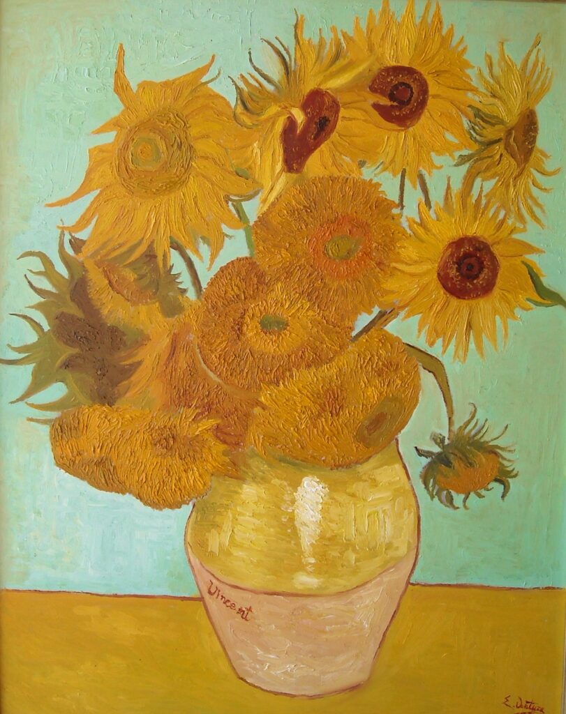 vaso con girasoli (da van gogh 91x72cm )